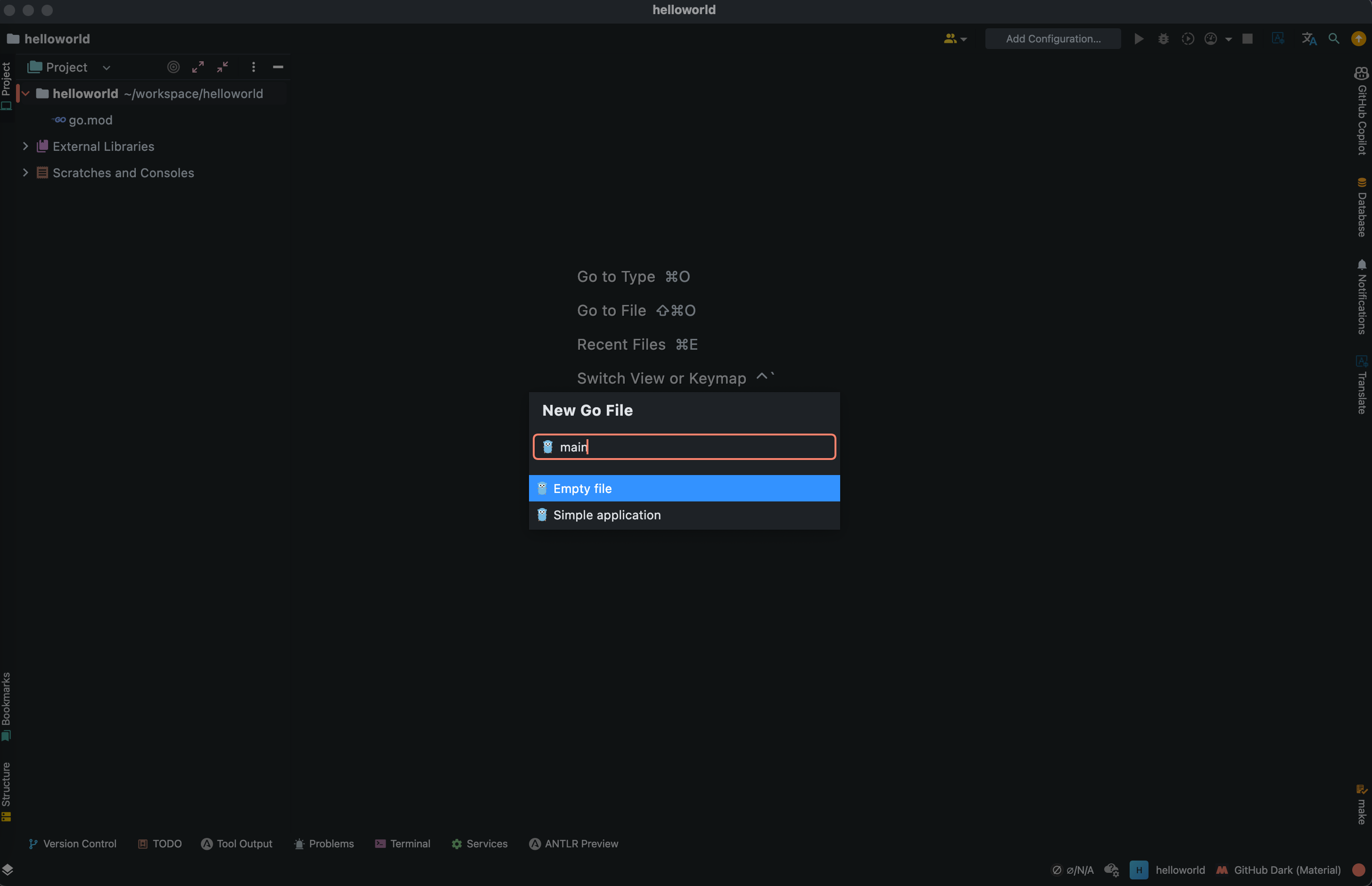 新建 main.go(2) create from goland