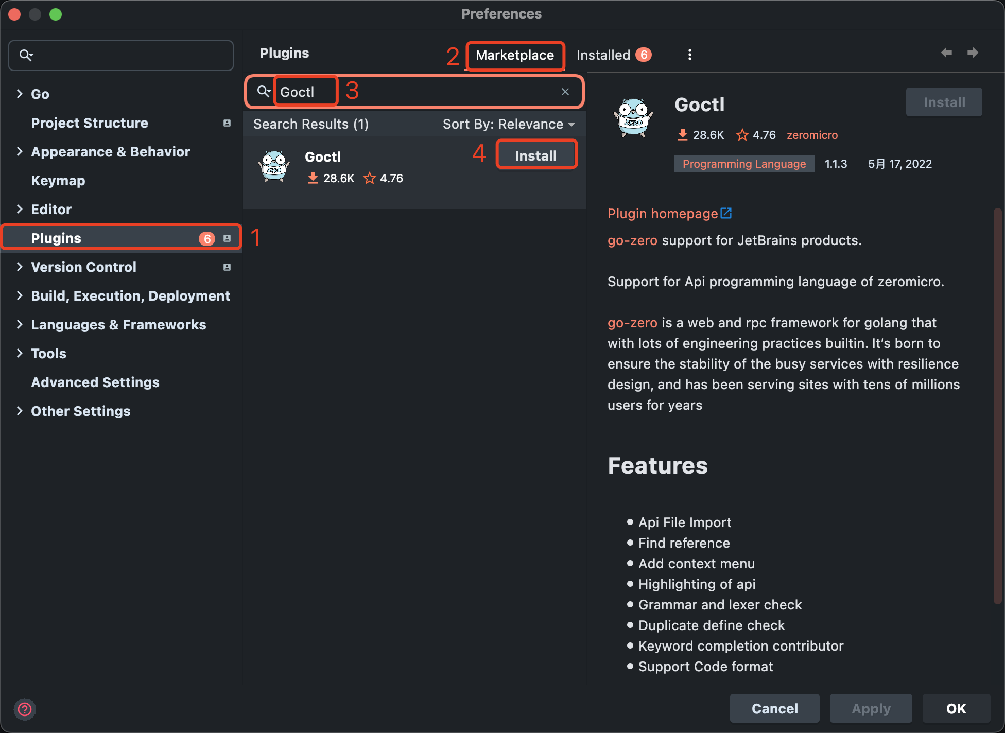 goland plugin goctl